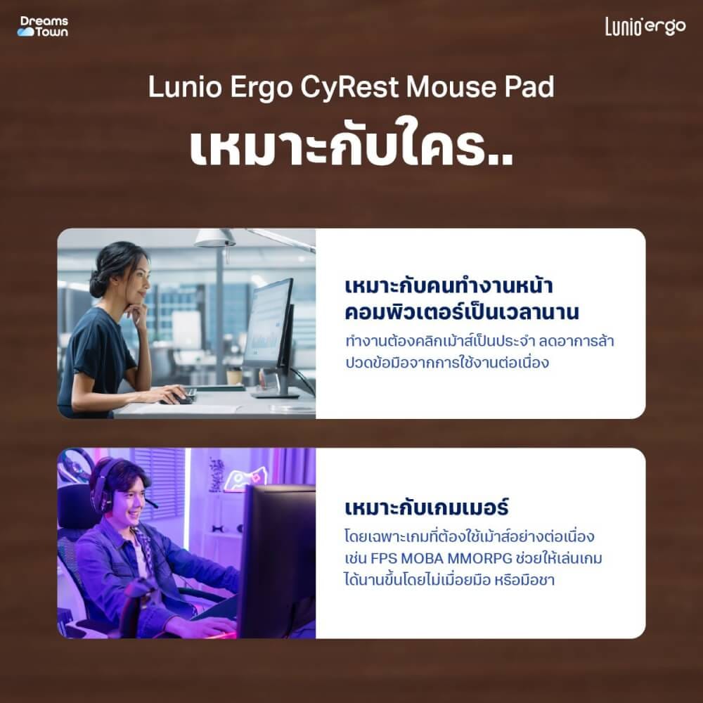 แผ่นรองเมาส์ LUNIO ERGO CYREST MOUSE PAD DARK GRAY สีเทาเข้ม_6